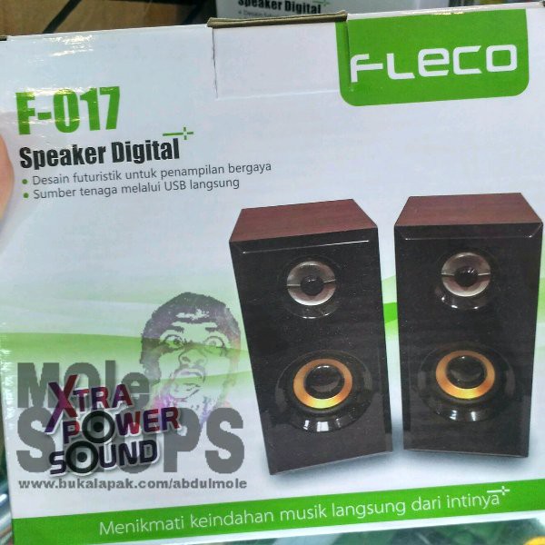 Terbaru   Speaker Aktif kayu FLECO F-017 Extra Super Sound, Speaker Mini Komputer, Speaker HP,