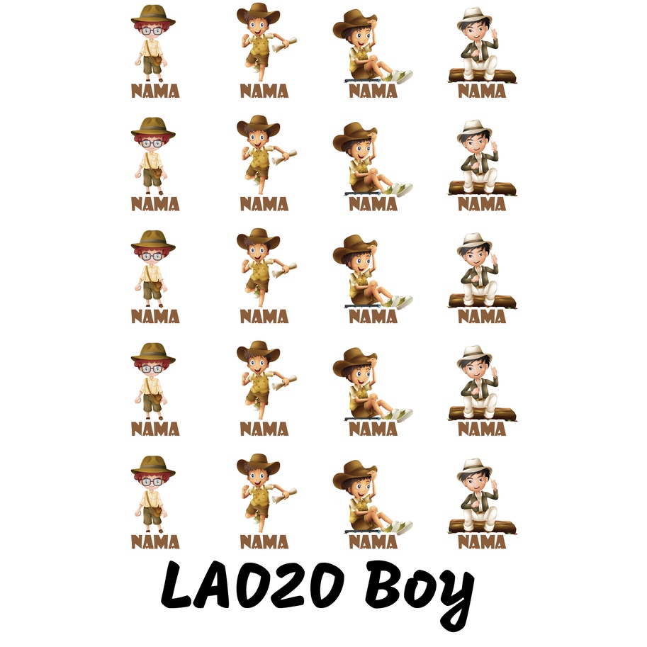 

Sticker Nama Cutting Label Waterproof Tahan Air Kid 20 (LA020)