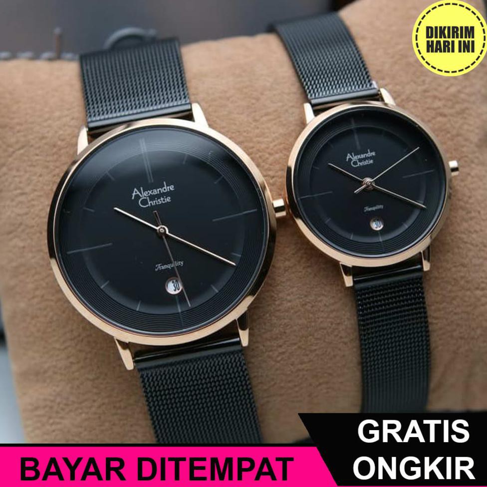 (BAYAR DITEMPAT) OE4124 ALEXANDRE CHRISTIE AC 8627 ROSEGOLD BLACK COUPLE. ORIGINAL