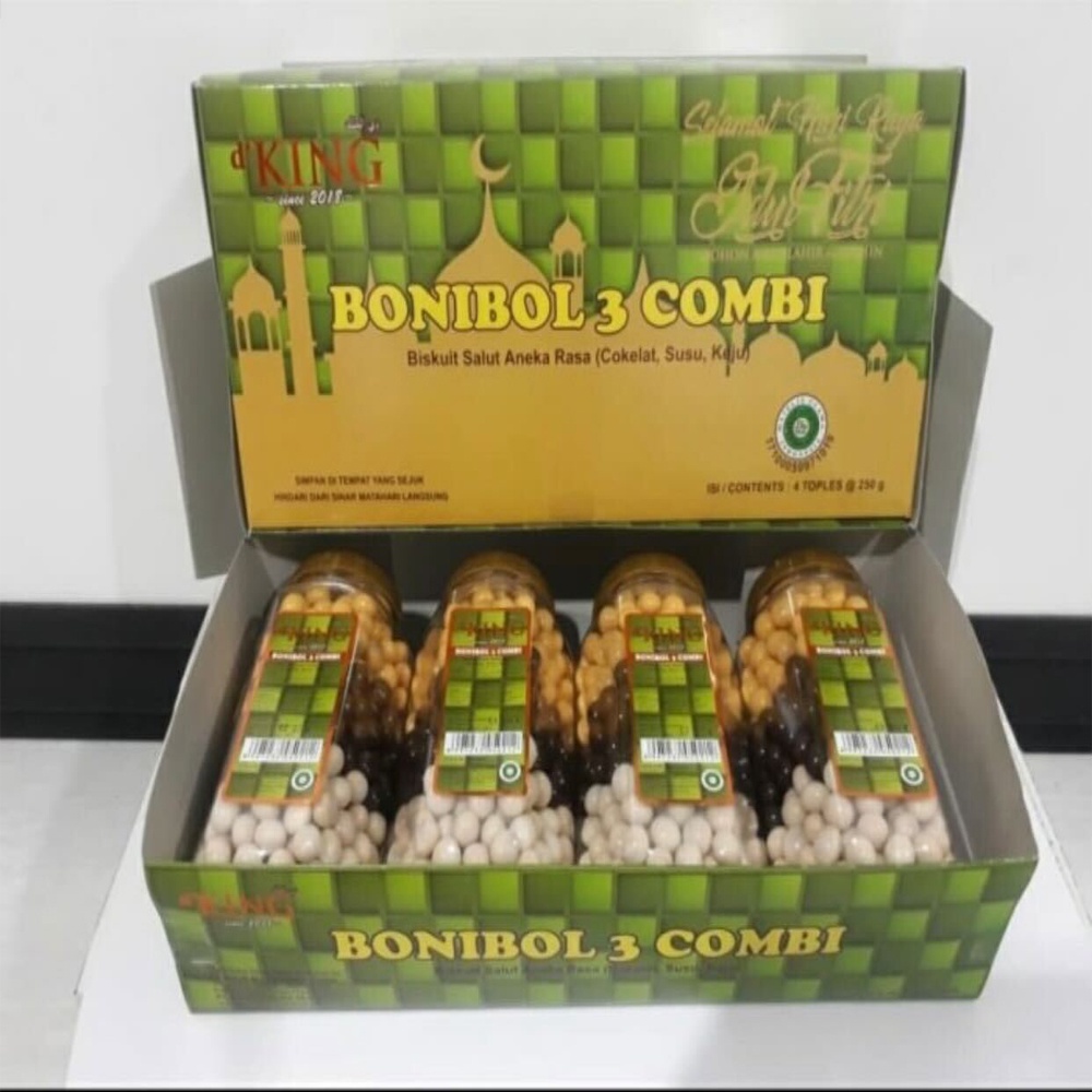 D'KING Bonibol Biskuit Coklat Bentuk Bola Mini Bonibol 3 Kombinasi Coklat / Keju / Susu / 1 TOPLES 250 GRAM