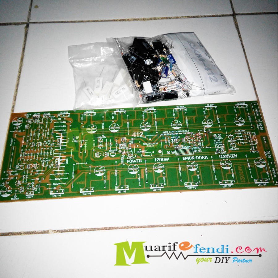 PAKET DIY Power Amplifier 1200Watt MONO YIROSHI BU3U panjang 30cm Final SANKEN EMONDORA