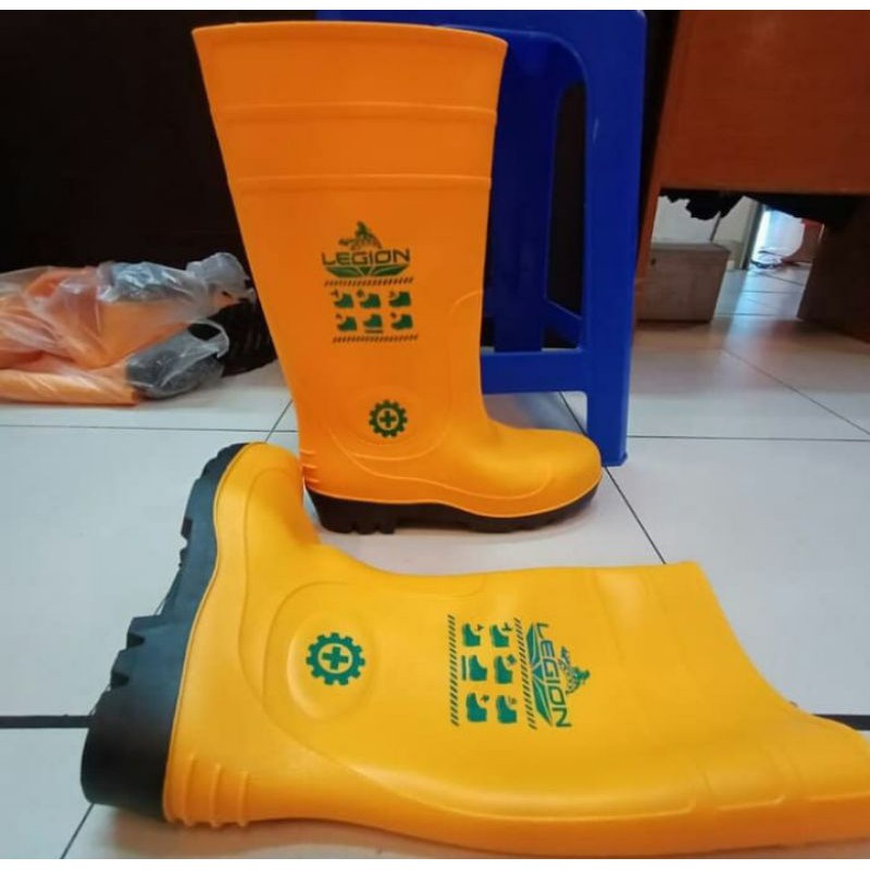 Sepatu Boots Rubber Septy LEGION karet Ujung Besi Steel Toe Proyek Sepatu Bot Karet Murah