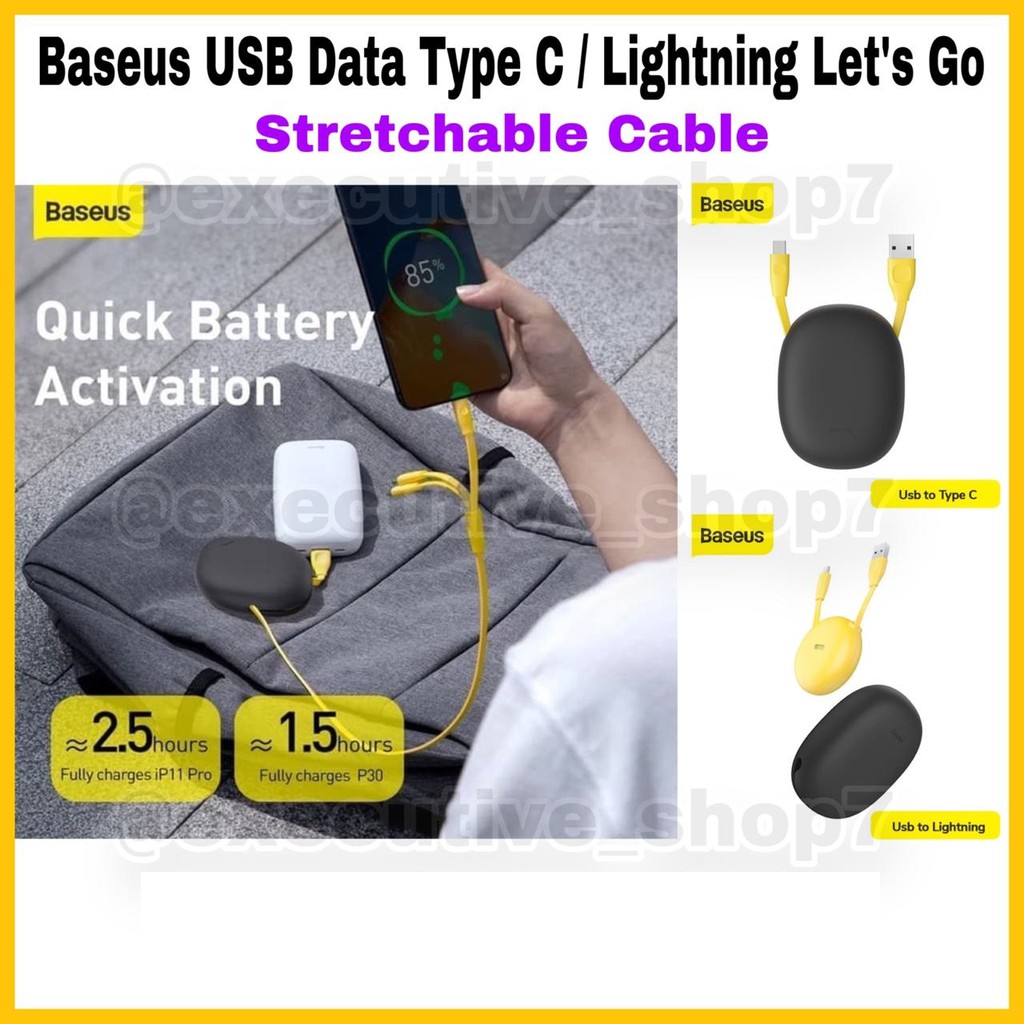 Baseus USB Data Type C / Lightning Let’s Go - Streachable cable