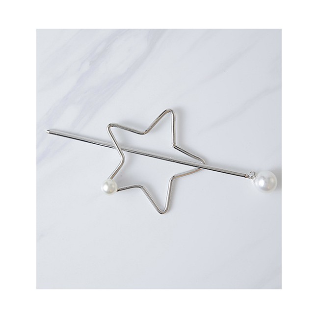 LRC Jepit Rambut Fashion Silver Color Star Shape Decorated Hair Accessories