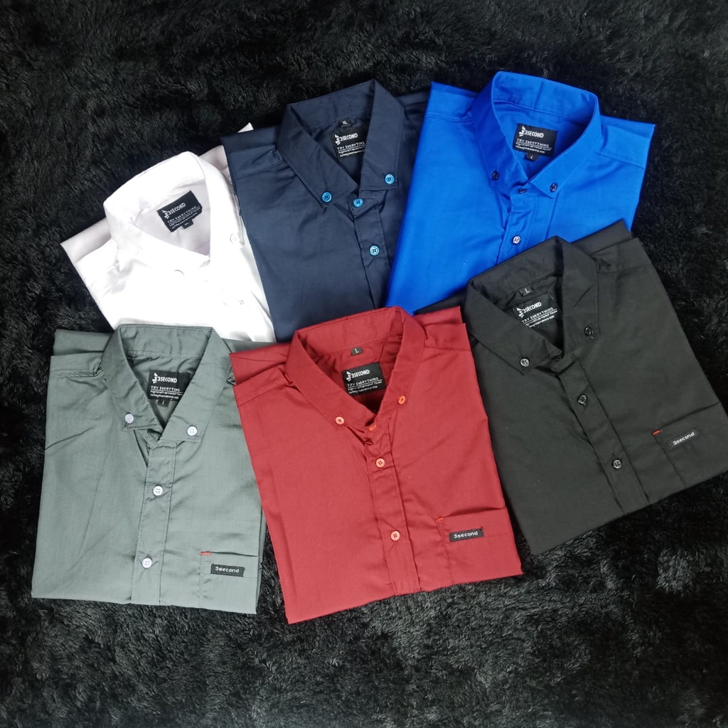 (BISA COD) Kemeja Polos Katun Kerja Kantor Formal Lengan Pendek Pria | Hem Pria Lengan Pendek