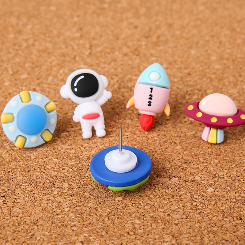 5 Pcs Cartoon Space Series Pushpins Creative Cute Small Thumbtacks