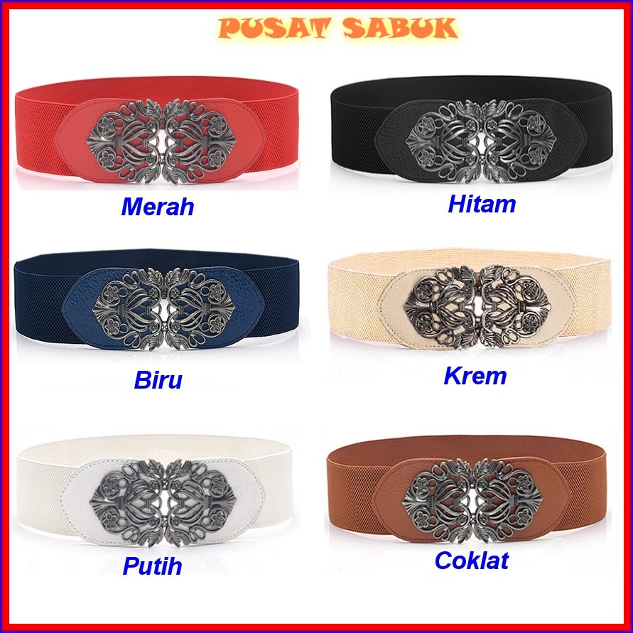Sabuk Obi Karet Belt Ikat Pinggang Wanita Fashion Gesper Elastis Cewek Korea Import Oby Polos Murah