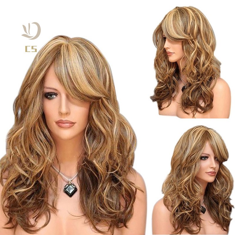Cs Fancy Blonde Long Wavy Curly Hair Women Cosplay Costume Wigs