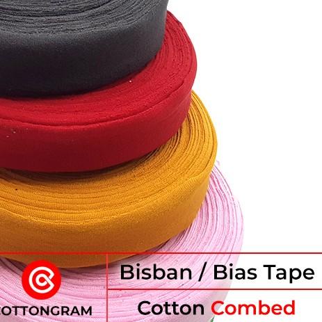 Bisban Kain Bahan Kaos Katun Bias Tape Meteran Aksesoris Kaos - 4 cm
