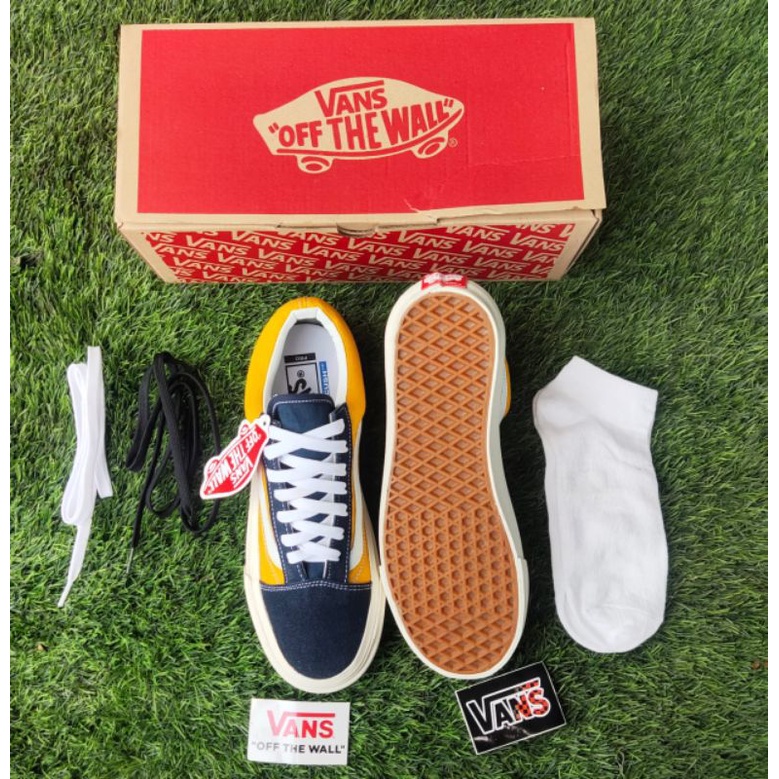 SEPATU PRIA VANSS OLDSKOOL NAVY YELLOW OG WAFLE DT BNIB MADE IN CHINA PREMIUM IMPORT SEPATU WANITA SEPATU SNEAKERS