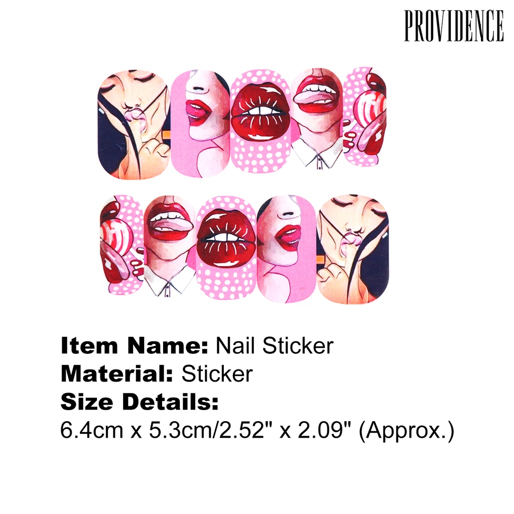 Providence 9pcs / Set Stiker Nail Art Diy Bentuk Bibir Sexy Sunfast