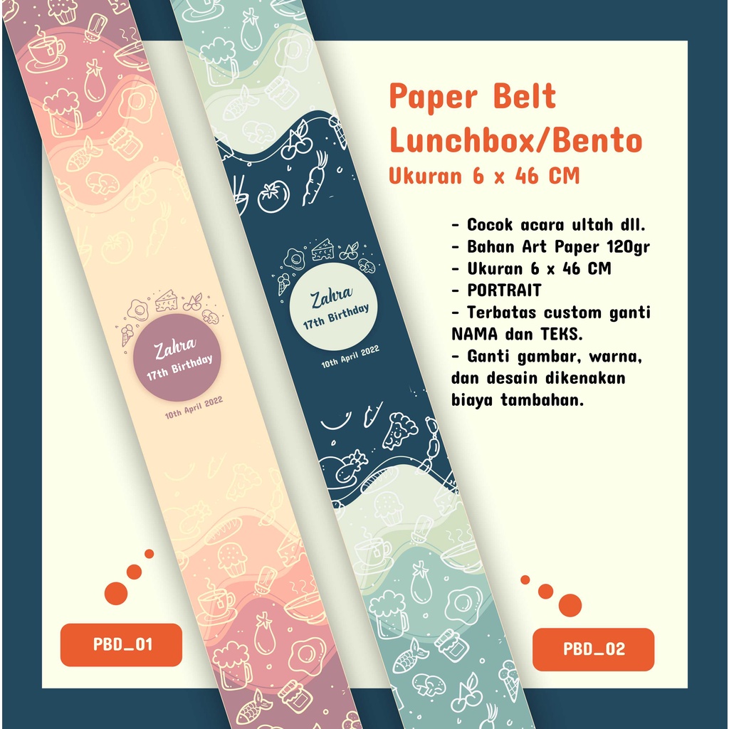 

Paper Belt Label Lunchbox/Bento - Ukuran 6 x 46 CM Portrait
