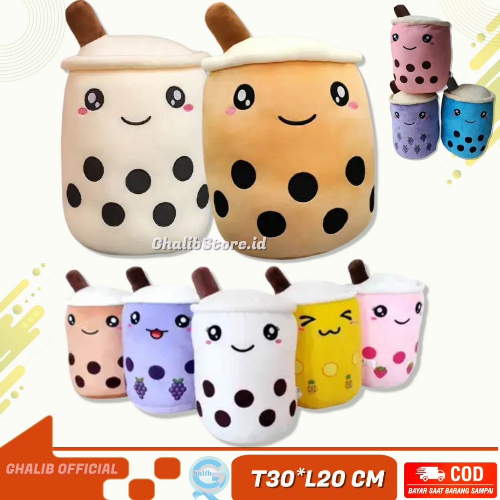 Boneka Boba Bubble Milk Tea Brown Sugar Boneka Bobba Milk Tea Ukuran 30 CM Mainan Anak Perempuan