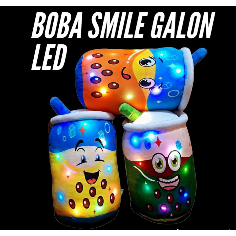 Bantal Boba Smile Galon LED/boneka boba galon