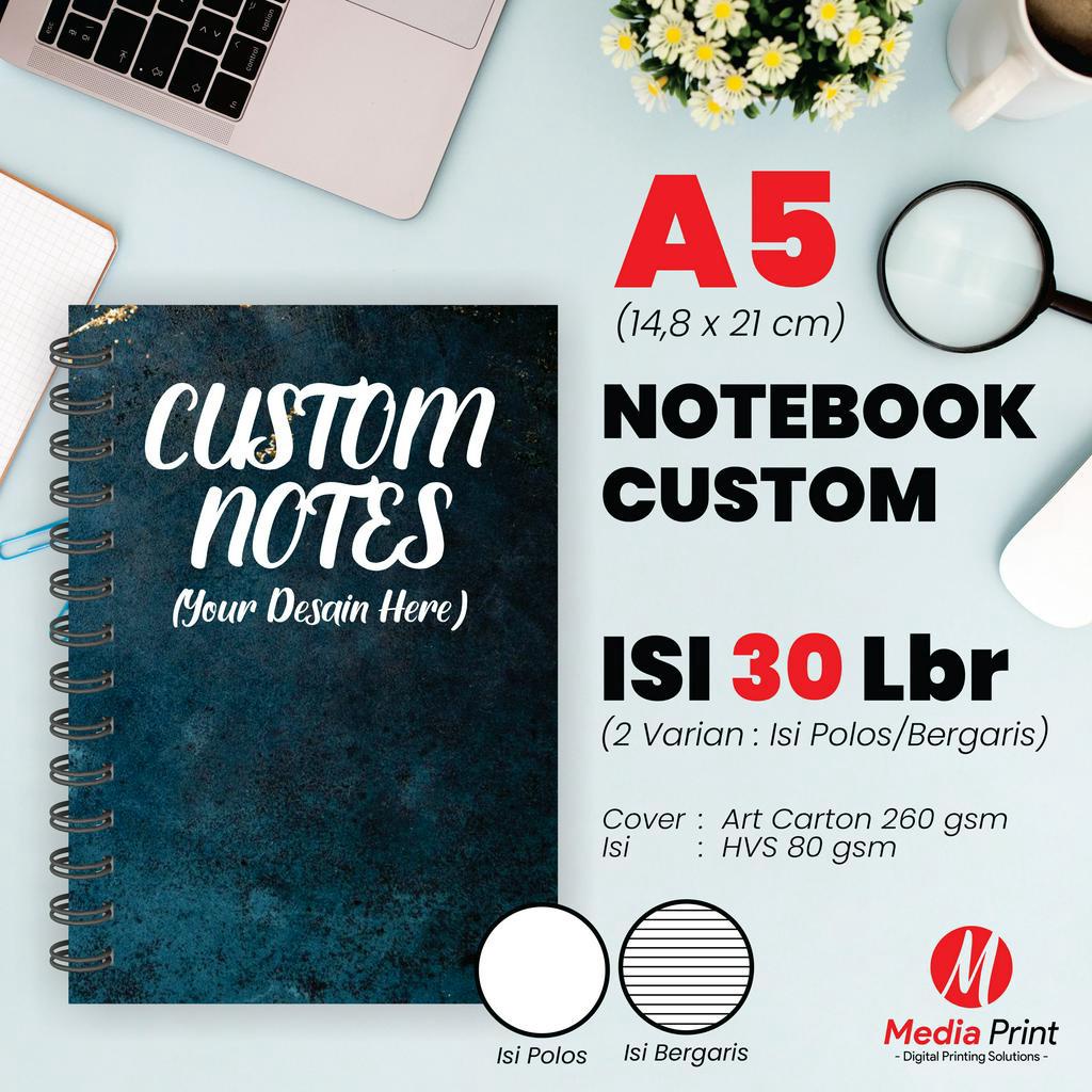 

Notebook Custom Spiral A5 / Block Note / Souvenir / Varian Mika Tebal Isi 30 lbr (60 Halaman)