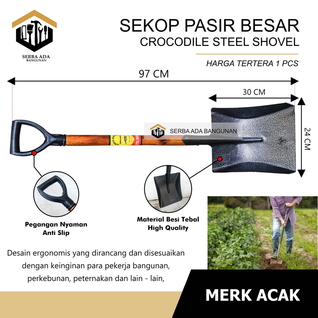 Sekop Pasir Buaya - Sekop Iron Steel / Steel Shovel Crocodile Ekonomis