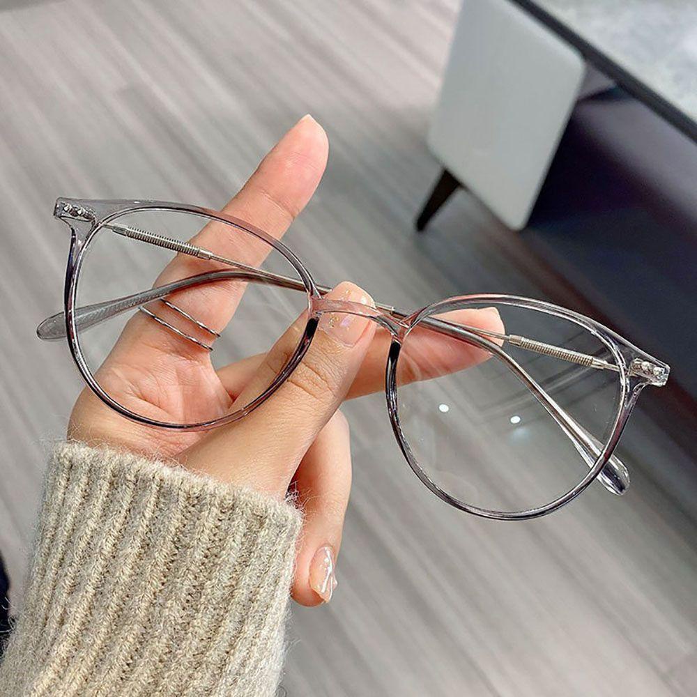 [Elegan] Kacamata Bulat Fashion Retro Wanita Pria Metal Frame Eyeglasses Optical Glasses