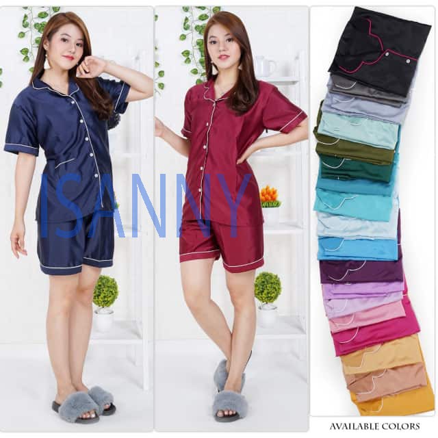 ISANNY PIYAMA SATEN VELVET HP/PYAMA BAJU TIDUR/PIYAMA PAJAMAS/PIYAMA MURAH/PYAMA DEWASA/REAL PIC