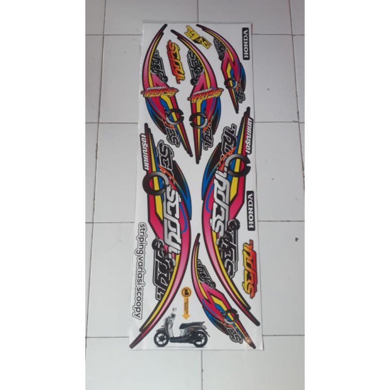 striping sticker variasi motor Scoopy fi 2017/2019 grafis pink/merah/hitam