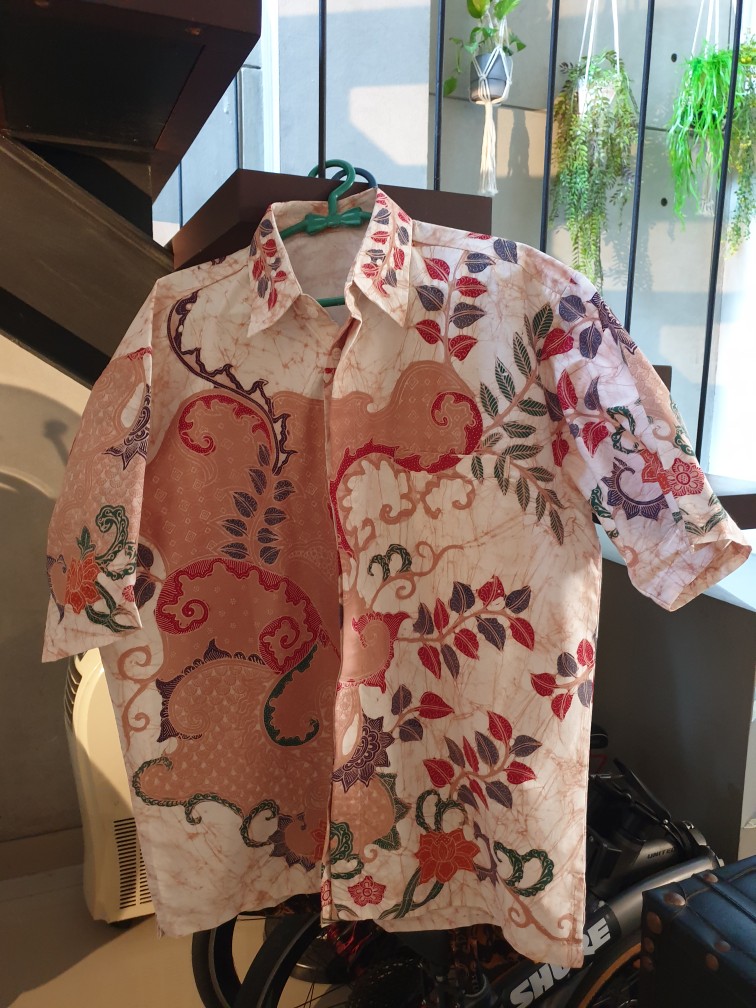 Kemeja Batik Pria Lengan Pendek Batik Tulis Berlapis Trikot Alka05 - Putih, S