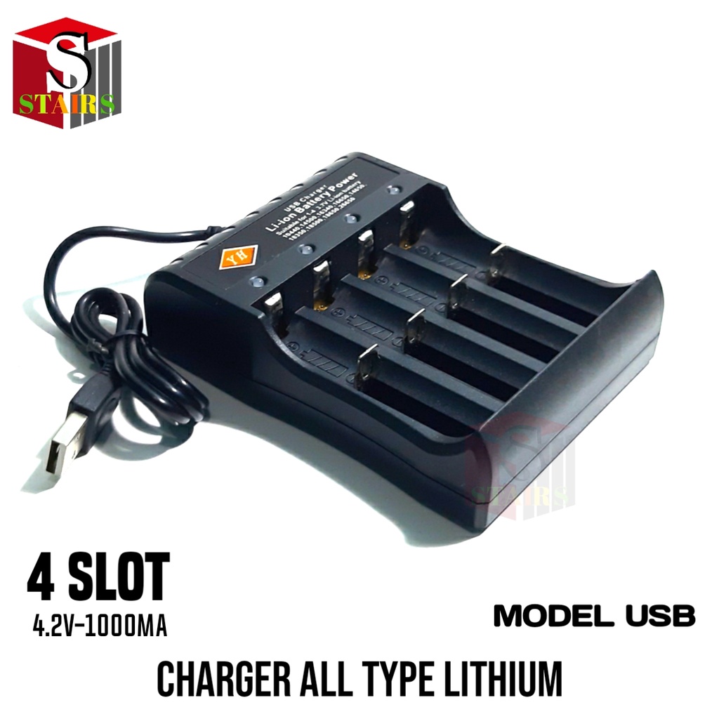 Charger Battery Semua Type Lithium 4.2V - 1000mA Model USB 4Slot