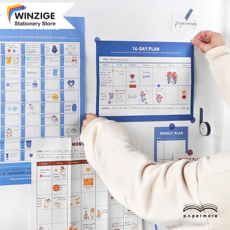 

Weekly Monthly Plan Poster Schedule Wall Paper Daily Checker List Time Manage Planner Supplies