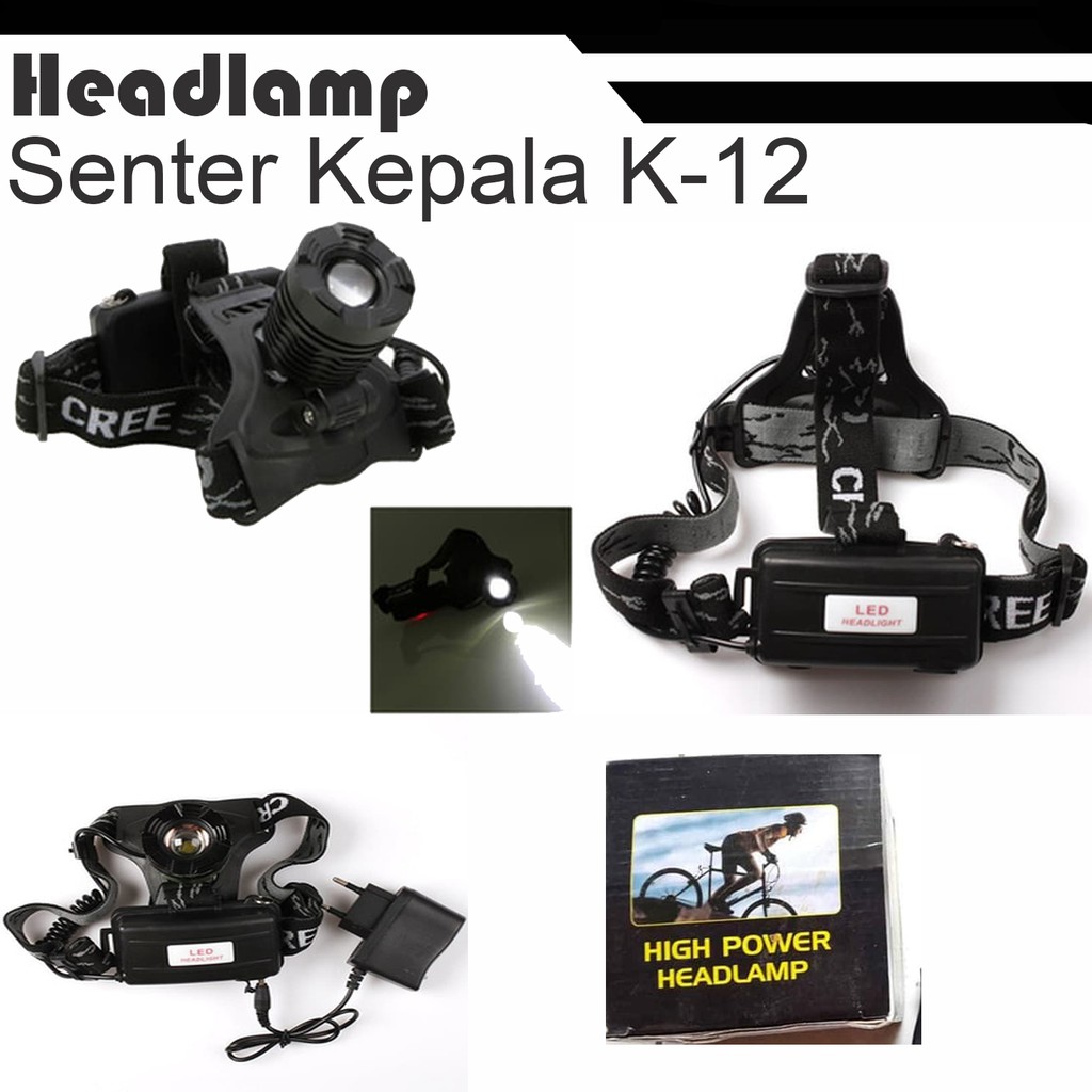 Headlamp Rechargeable Headlight K12 kode = K12