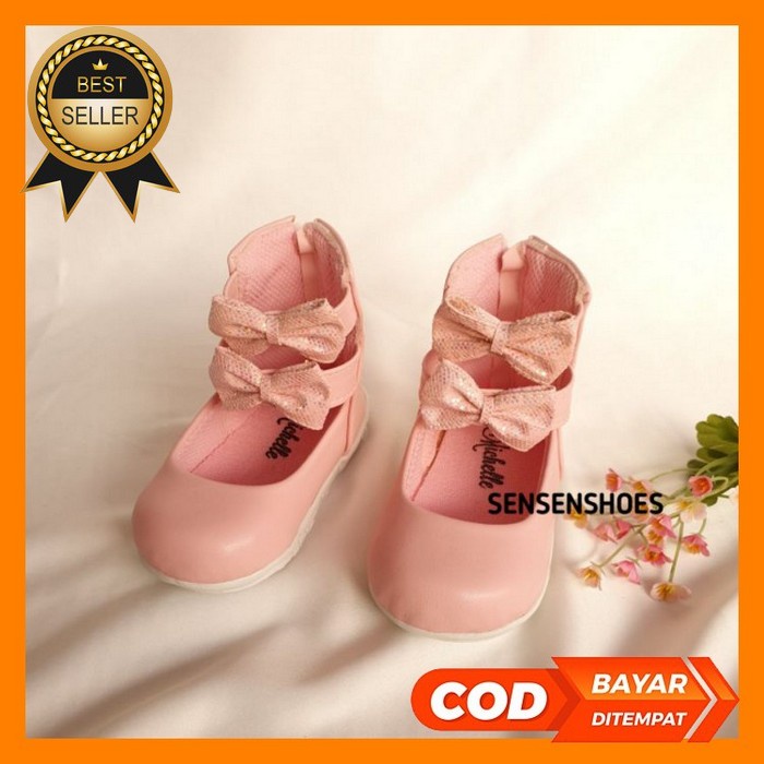 Sepatu Anak Perempuan Tk Sd Usia 3 4 5 Tahun Ando Bunny Hitam Pink - 2 Sepatu Boots Anak Perempuan