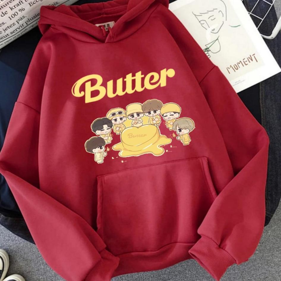 [PROMO TMP69] Hoodie KPop BTS Butter Murah Tebal Sweater Butter M XXL Wanita Dewasa Oversize Model B