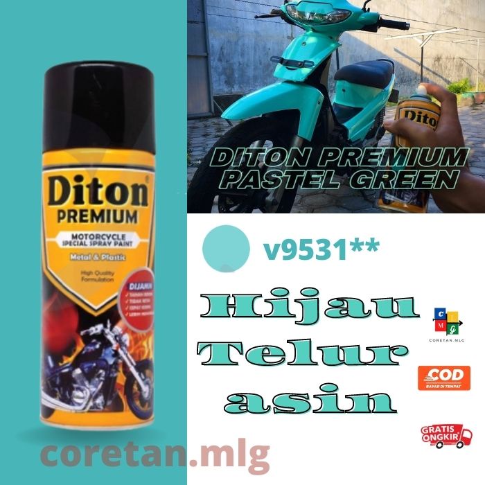 Pilok Pilox Diton Premium Pastel Mint Green 9531** Cat Semprot Hijau Telur Asin Pilox Motor Mobil Hi