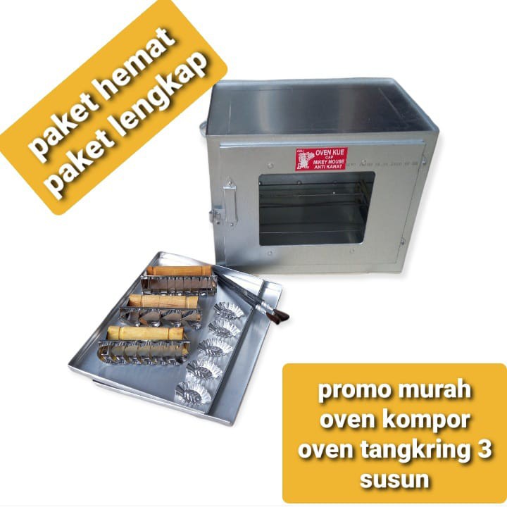 oven tangkring kompor / oven kue 3 susun anti karat gratis loyang kuker dan cetakan kue