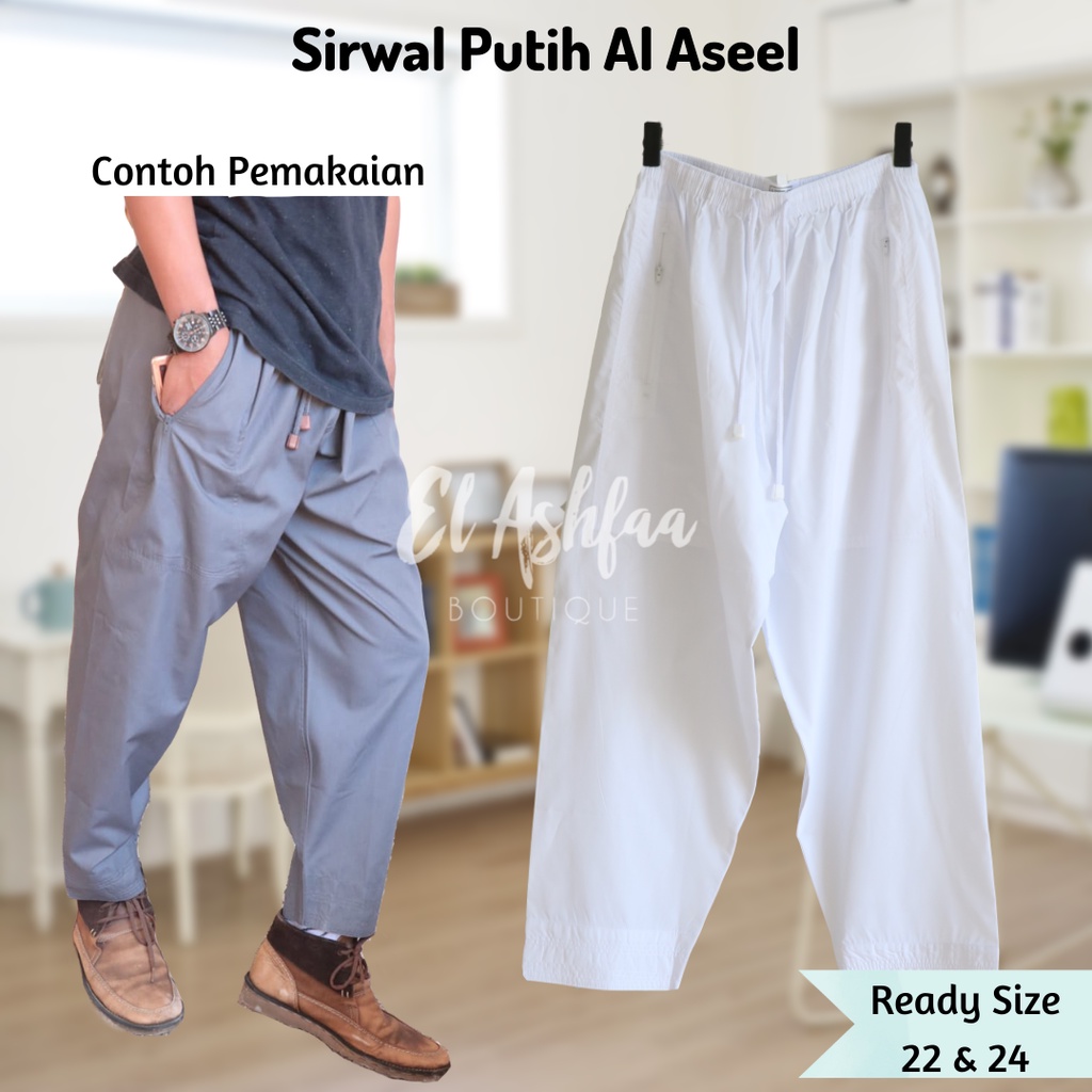 Celana Sirwal Al Asheel Putih Premium - El Ashfaa Boutique