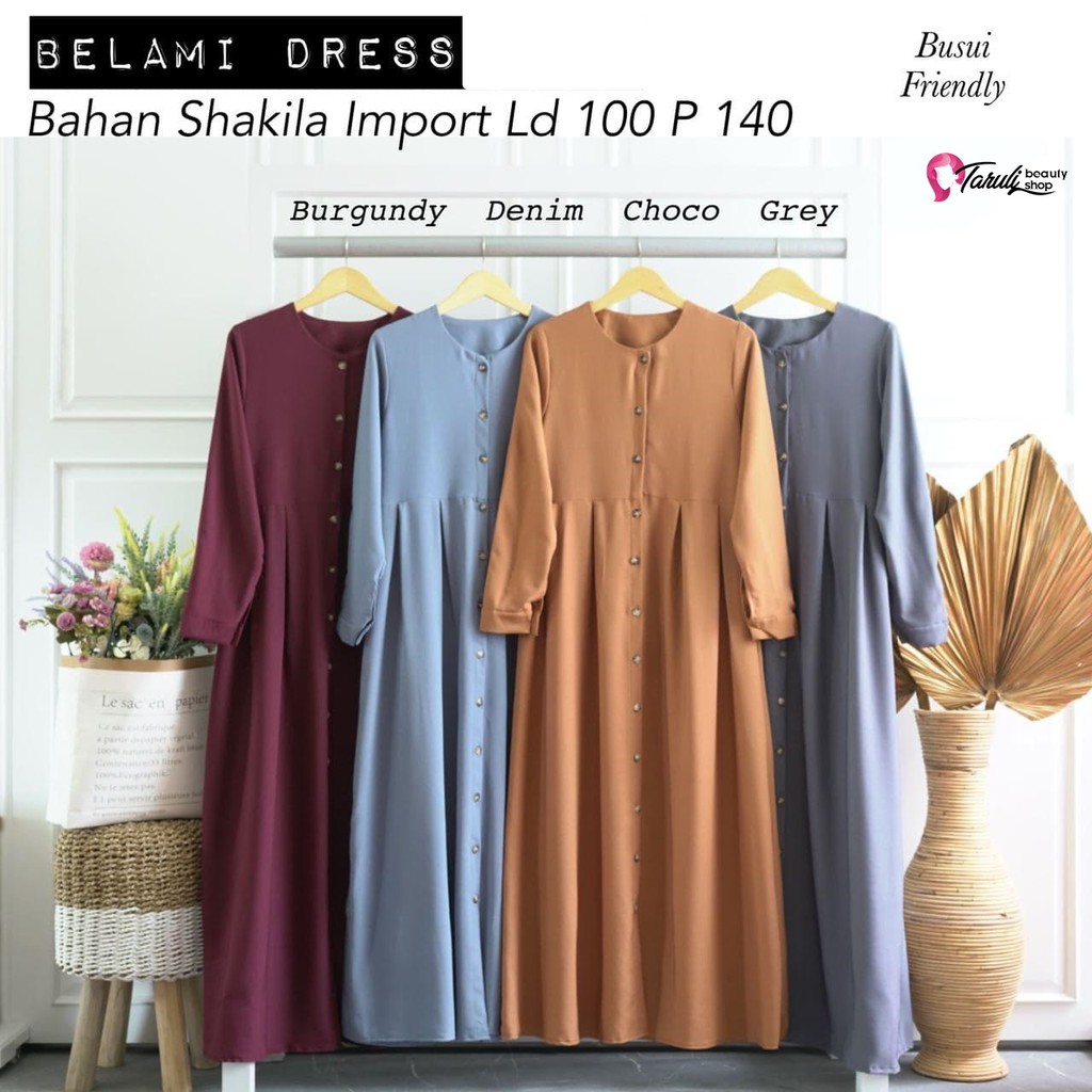 Baju Wanita Premium Belami Dress Fashion Muslimah Dress Bahan Shakila Premium Ts0407 Shopee Indonesia
