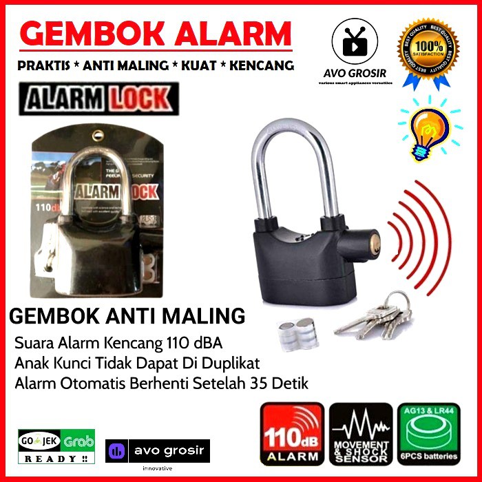 Gembok Alarm Anti Maling Suara Kencang 110 dB alarm padlock