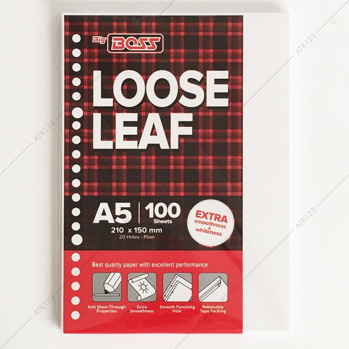 

Dijual Loose Leaf Big Boss A5 , 20 Holes - Polos isi 100 Lembar Diskon