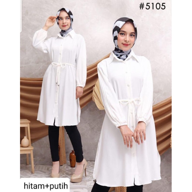 Atasan Wanita Tunik Polos Putih/Hitam Premium Shakila