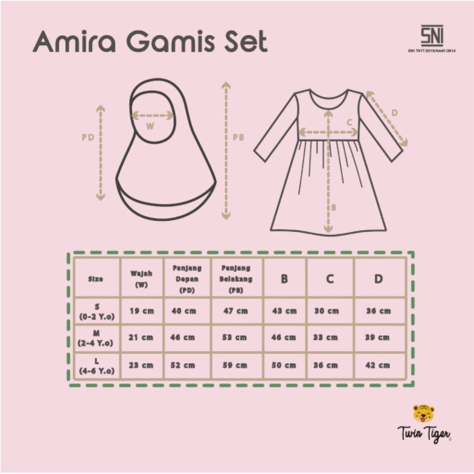 Twin Tiger 0-6 Tahun Farah Amira Gamis Set Raya / Setelan Gamis Lebaran / Pakaian Muslim Anak Ukuran SML Raya Set CBKS