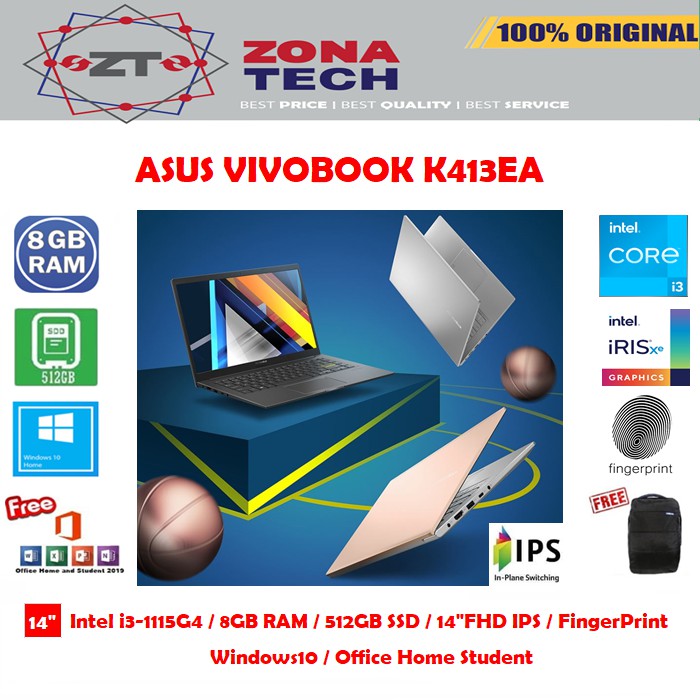 LAPTOP ASUS VIVOBOOK K413EA - i3-1115G4 - 8GB - 512SSD