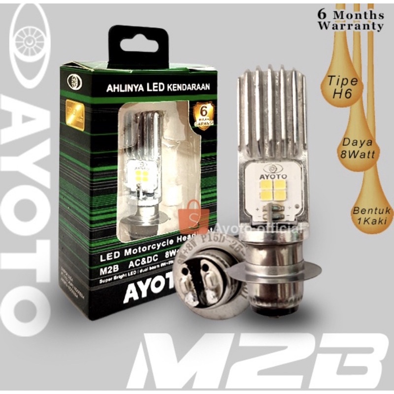 Lampu depan motor LED AYOTO M2B & M2B Pro H6 AC DC motor matic bebek