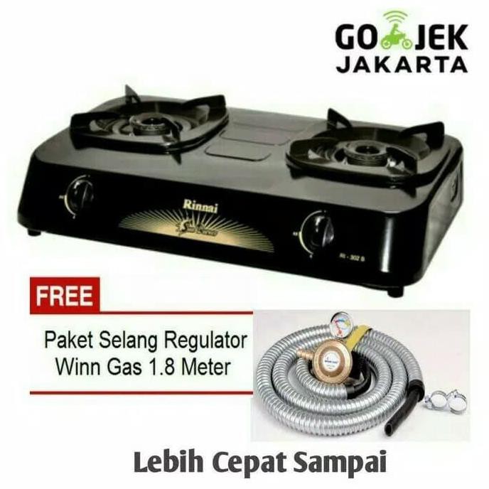 Kompor 2 Tungku Rinai 302S + Selang Paket Win Gas - Promo 