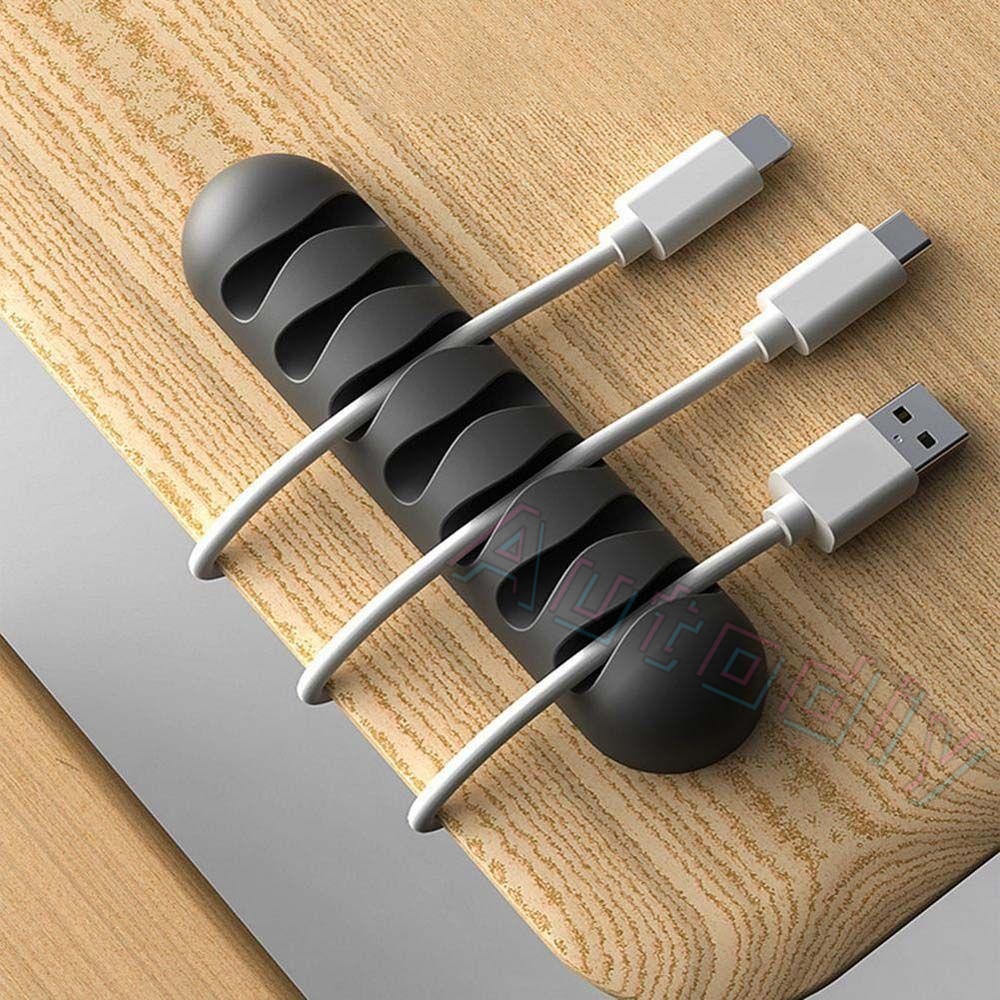 1pc USB Cable Organizer Wire Silicone USB Cable Winder Earphone Holder Cord Klip Kabel Telepon Desktop Kantor Silicone Tie Fixer Wire Tidy Management Clips Cable Holder Kabel