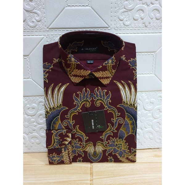 Kemeja Alisan Batik Slimfit Size 14.5 Tangan Panjang