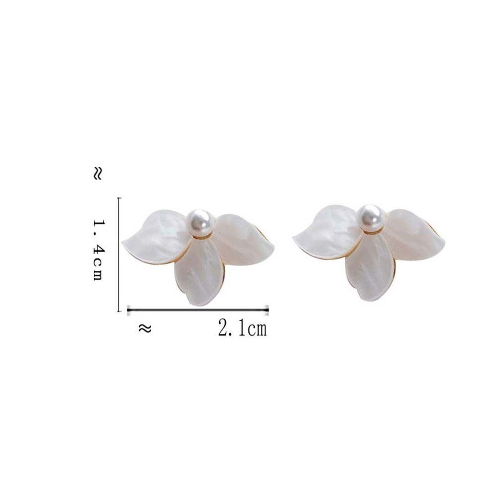 Needway  Temperament Ear Clip Girls Fashion Jewelry Flower Stud Earrings Women Trendy Cute French Pearl/Multicolor