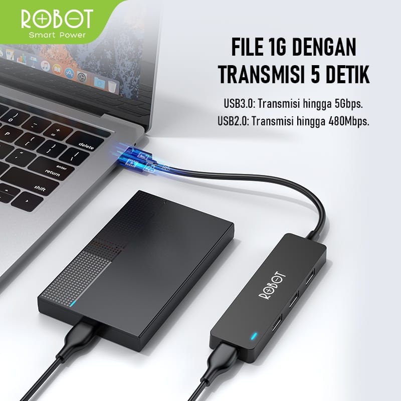 B_   ROBOT USB HUB H160 4 Ports USB 2.0 &amp; USB 3.0 High Speed 5GBPS Original