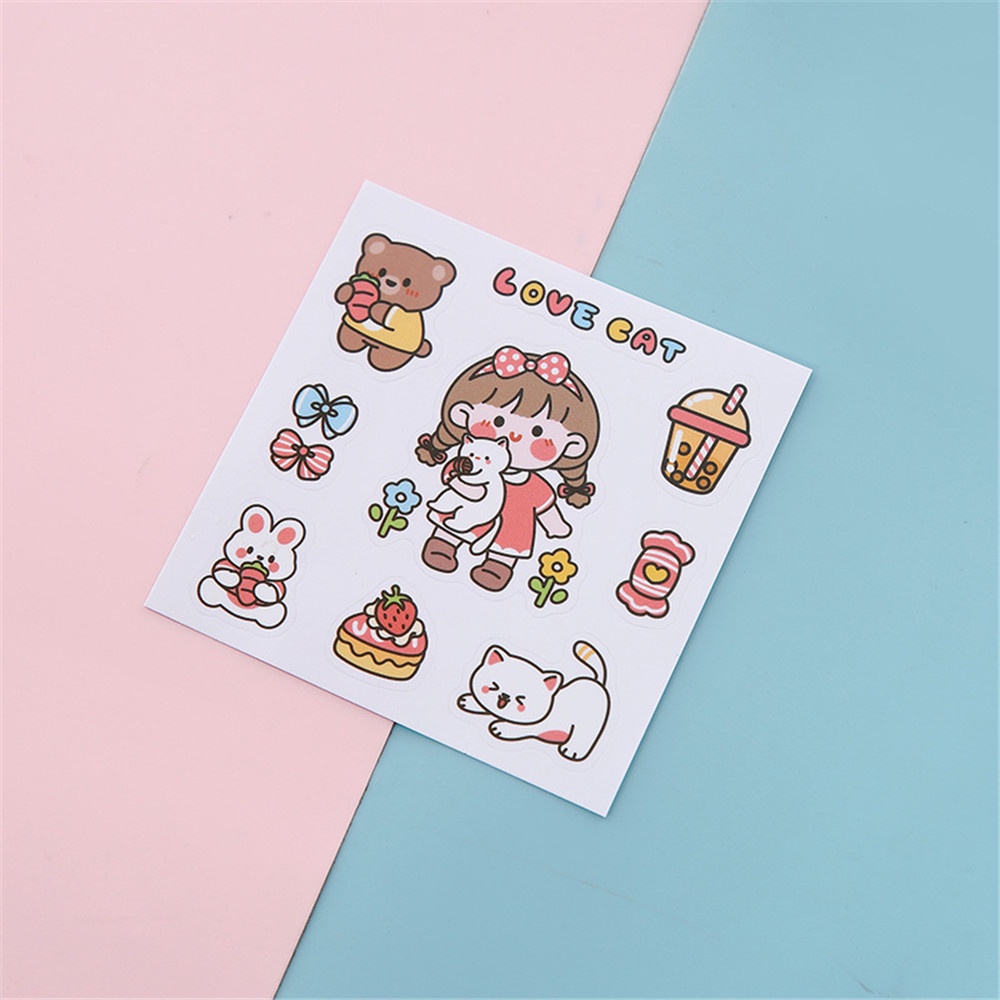 5pcs Stiker Cangkir Minum Desain Kartun Lucu Model Serba Guna Gaya Korea