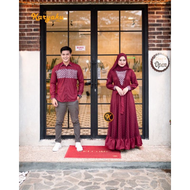 Gamis Couple Keluarga Pria Wanita Dewasa Kemeja Lengan Panjang Slimfit Fashion Muslim Dress Jumbo Mu