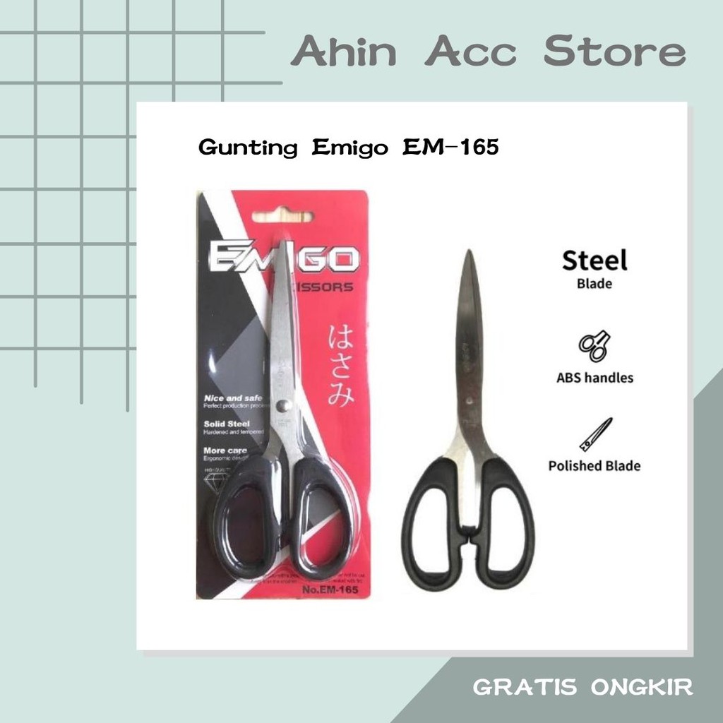 

Gunting Emigo EM-165 Uk.Sedang Gunting Yang Dilapisi Anti Karat Berkualitas Tahan Lama Gunting Peralatan Kantor Stainless Steel