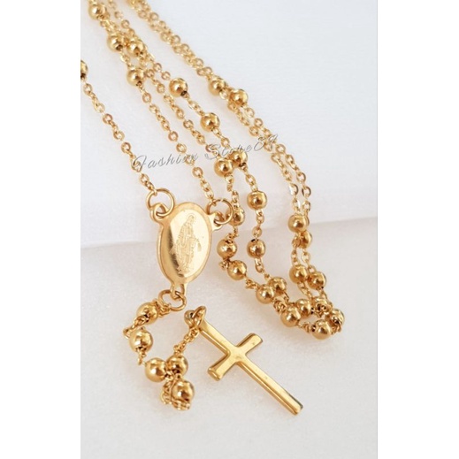 Kalung Rosario Gold Titanium 2mm 50cm Import Antikarat