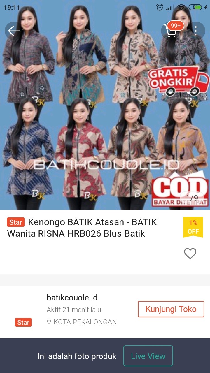 Kenongo Batik Atasan - Batik Wanita Risna Hrb026 Blus Batik Exsclusive Solo M L Xl Xxl Bd 084