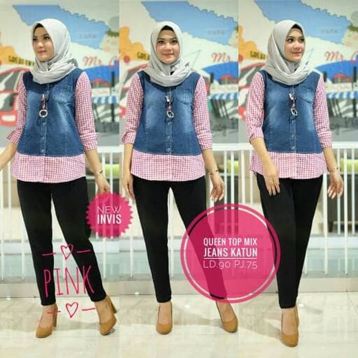 kemeja wanita queen top VERO katun jeans original